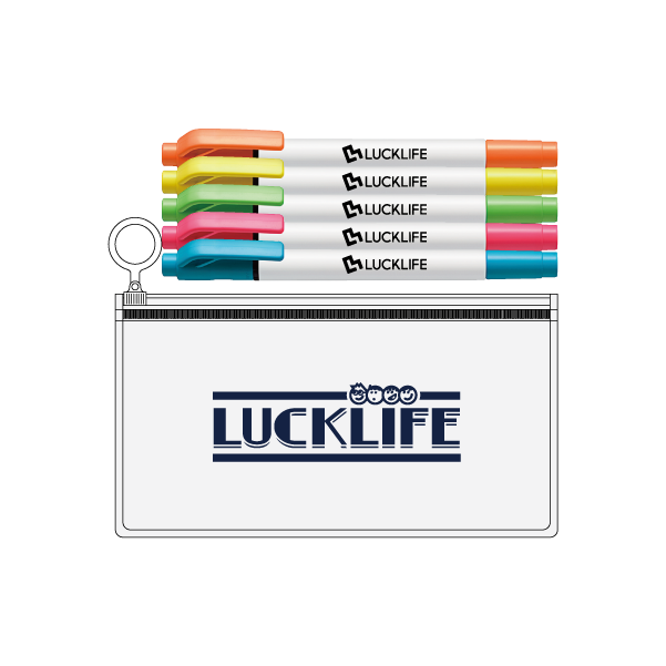 nikochanクリアケース+LUCKLIFEロゴ蛍光ペン5色セット